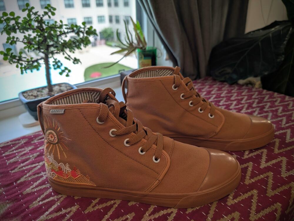 BANGS Sunrise Mountain Canvas High Top Sneakers Unisex Men 8.5/Women 10 Gorpcore